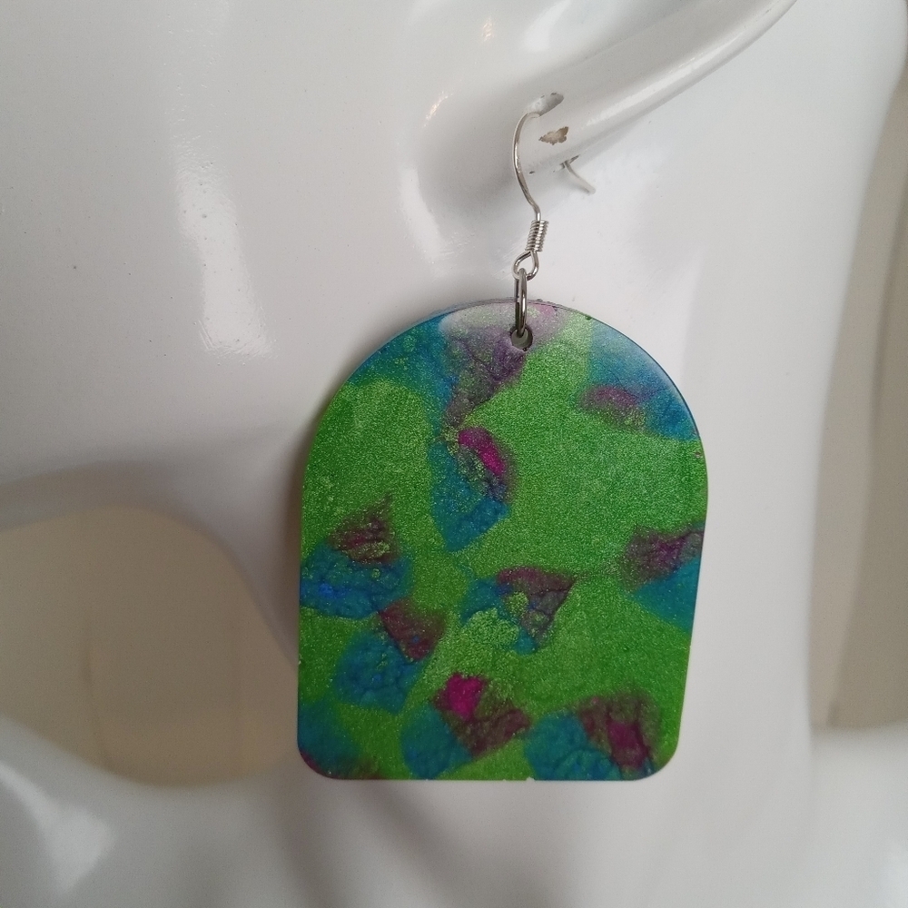 Green and Blue Abstract Earrings